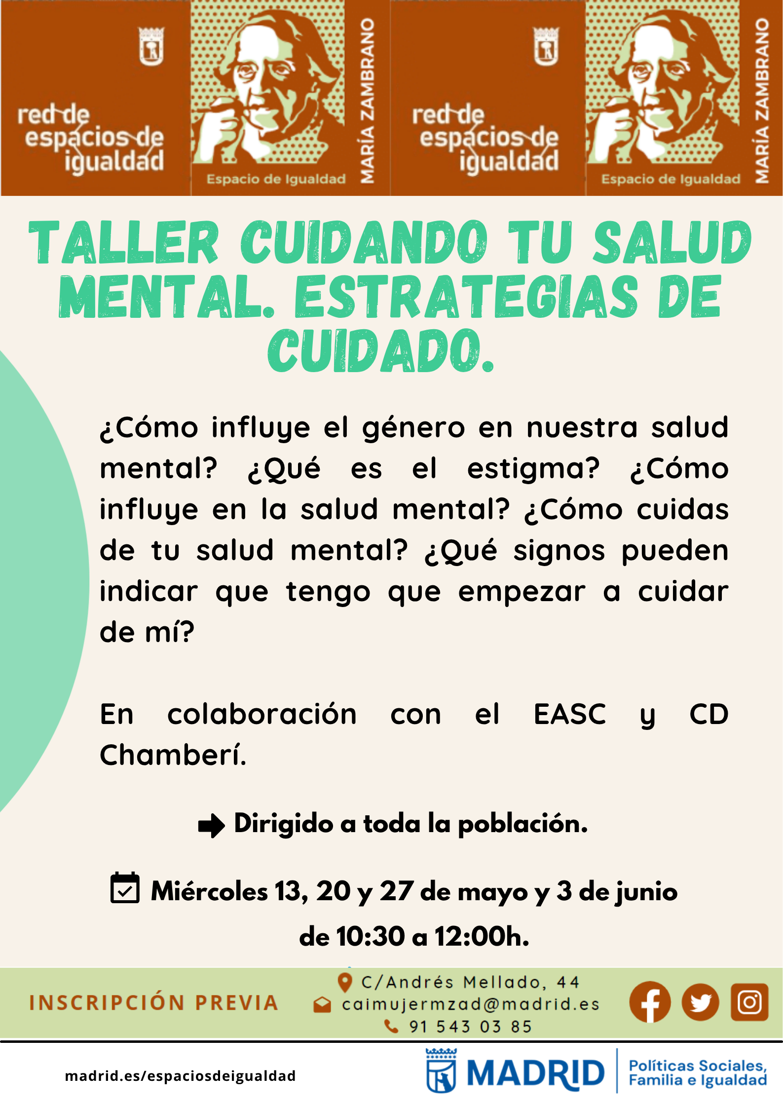 Cartel con el texto contenido en web