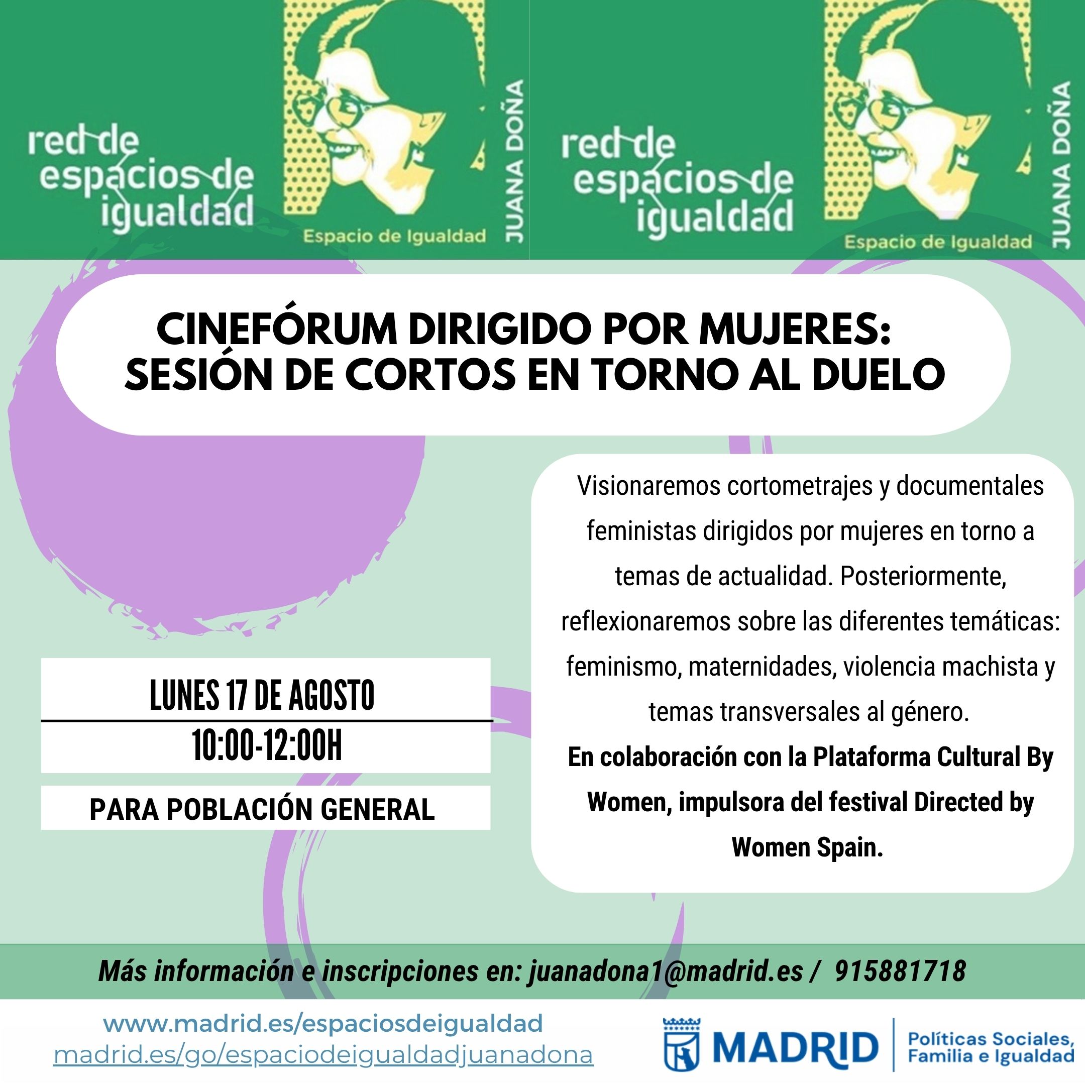 Cinefórum en colaboración con Directed By Women Spain. Cortos sobre duelos