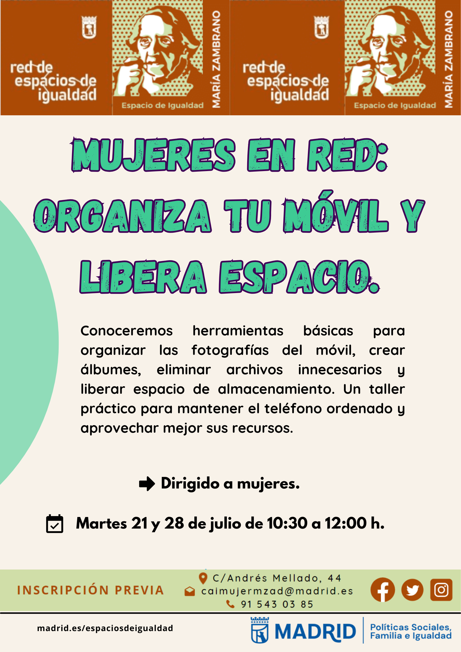 Cartel con el texto contenido en web