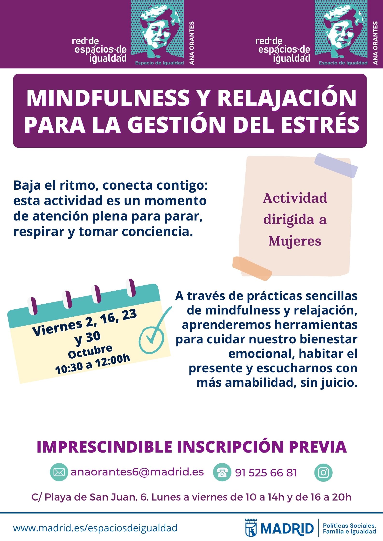 Cartel con el texto contenido en web