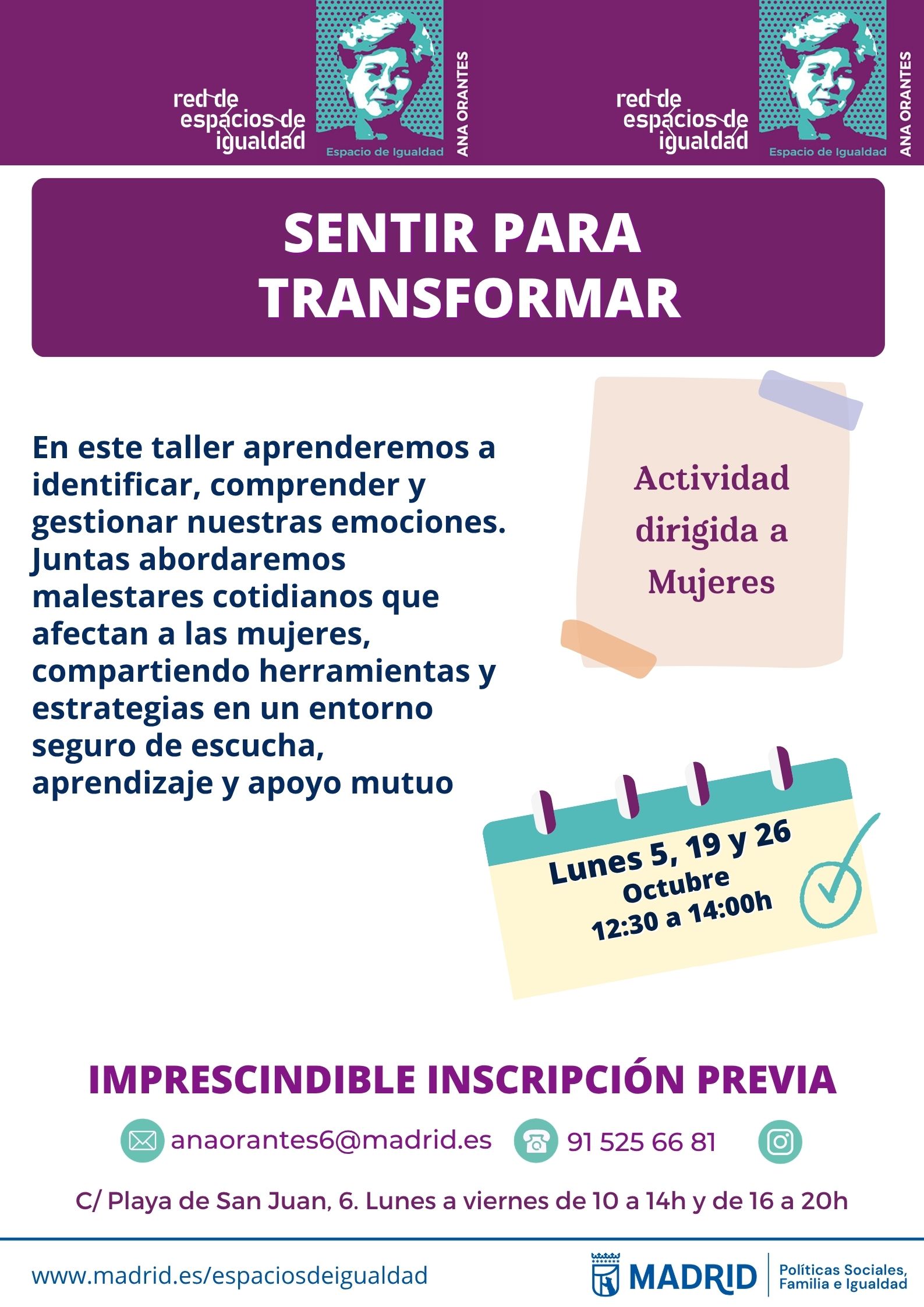 Cartel con el texto contenido en web