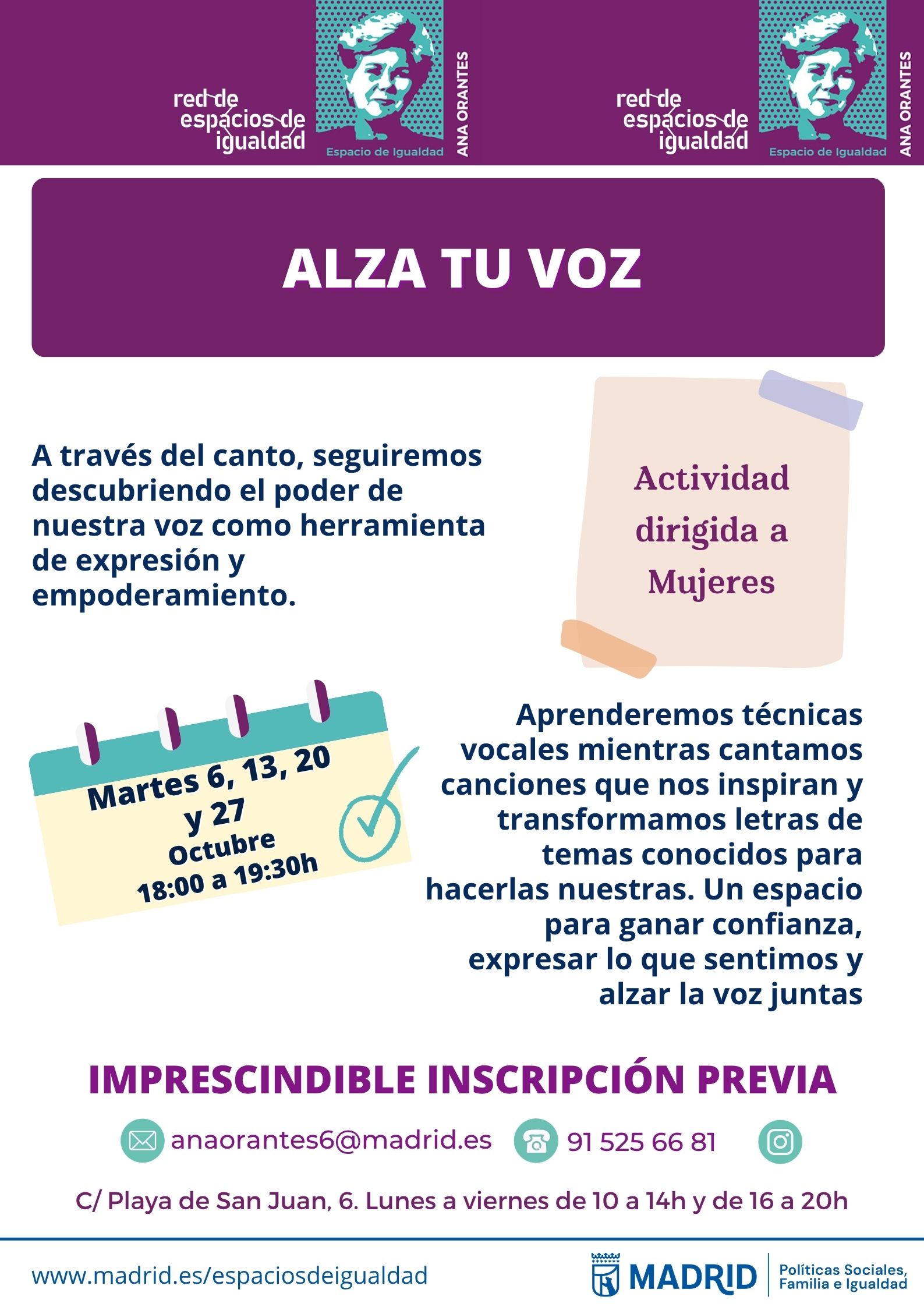 Cartel con el texto contenido en web