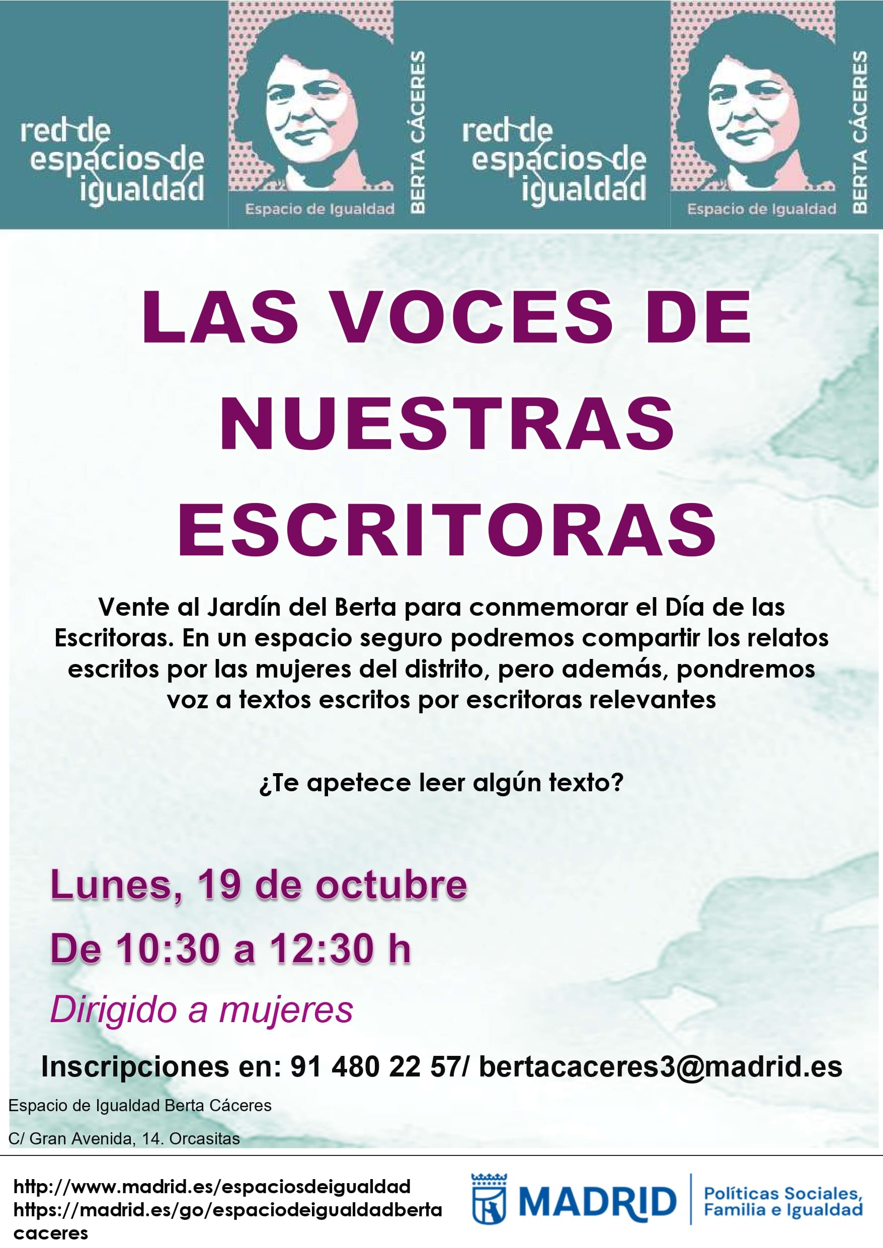 Cartel con el texto contenido en web