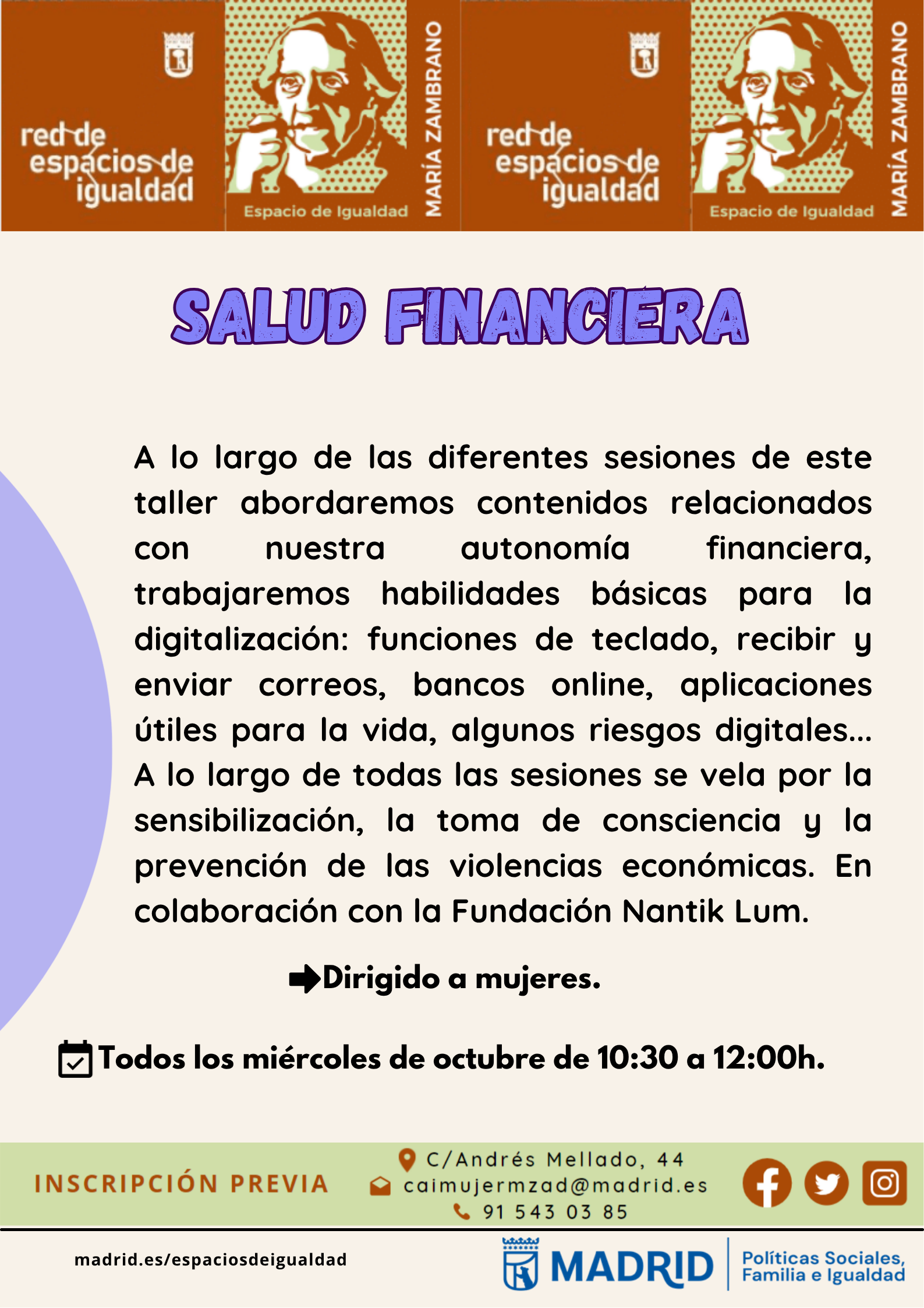 cartel con texto informativo similar a lo publicado en web