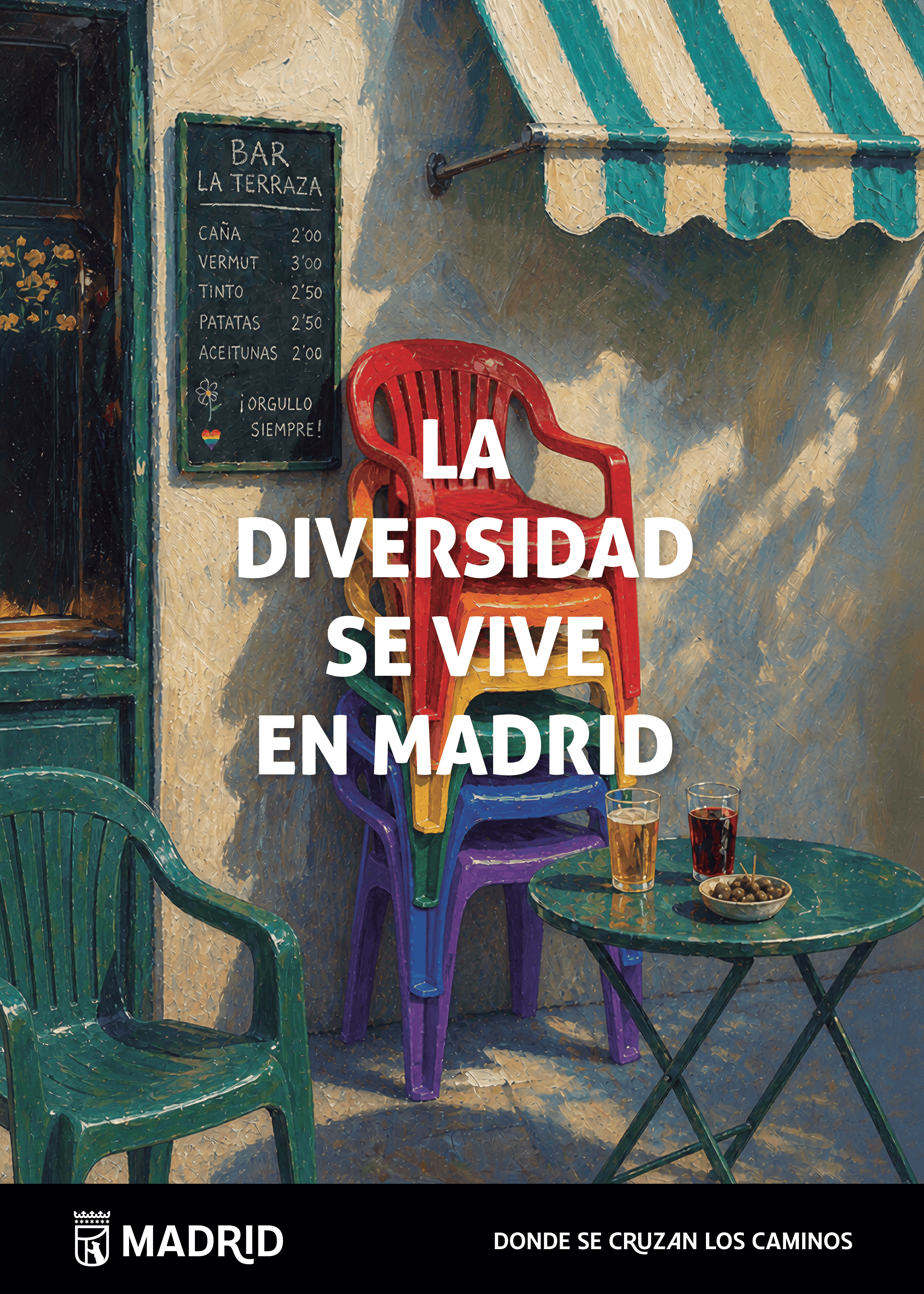 BAR tradicional con bandera LGTBI