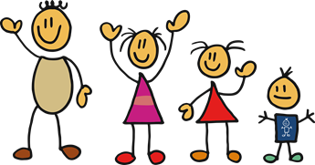 Familia dibujada con trazos infantiles
