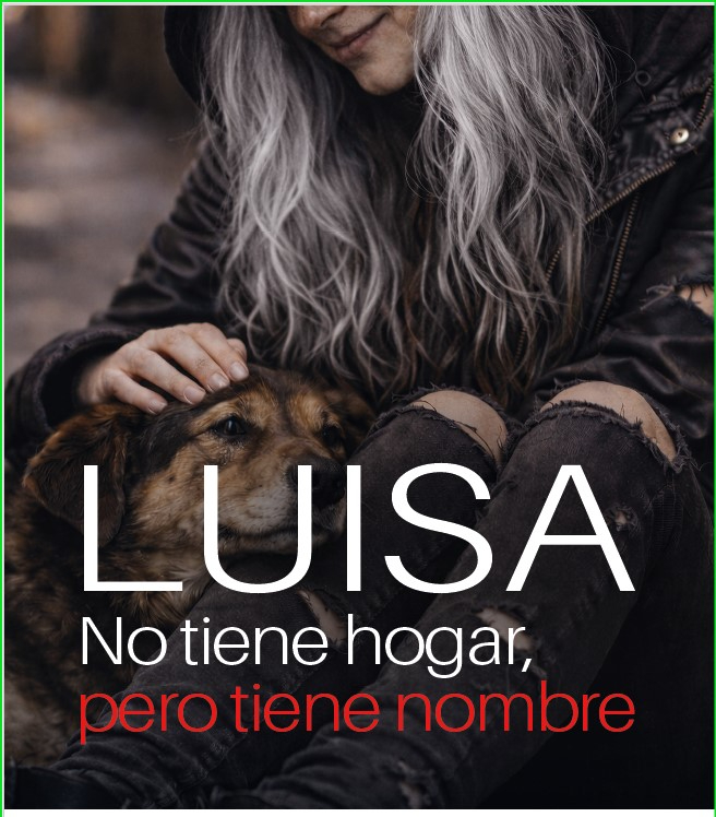 Persona en situaci&oacute;n de calle junto a su perro.