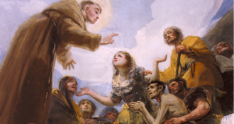 Imagen de San Antonio en la c&uacute;pula de la Ermita pintada por Goya al fresco