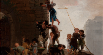 Imagen de la obra de Goya "ni&ntilde;os buscando nidos" que ilustra la exposici&oacute;n Goya y las escuelas flamenca e italiana