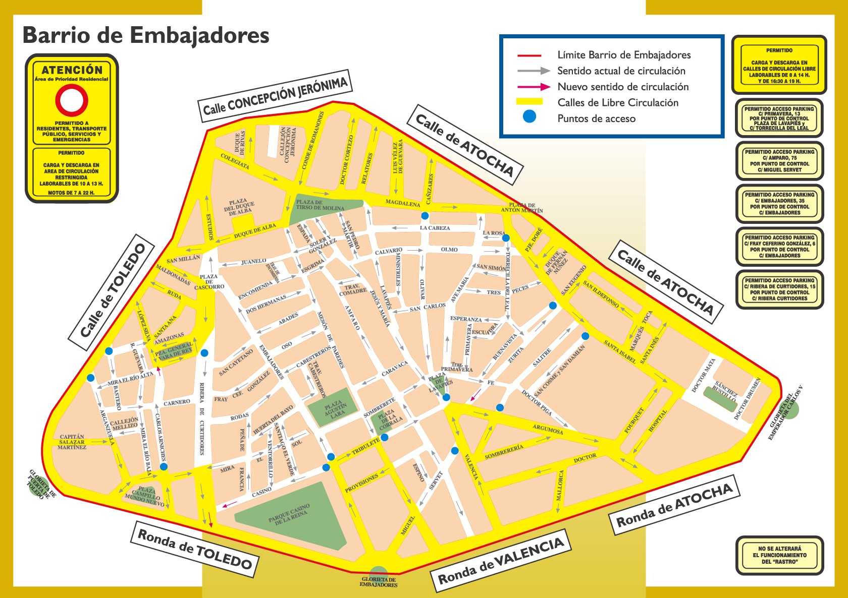 barrio embajadores madrid mapa Catorce cámaras controlan los vehículos del Área Residencial de 