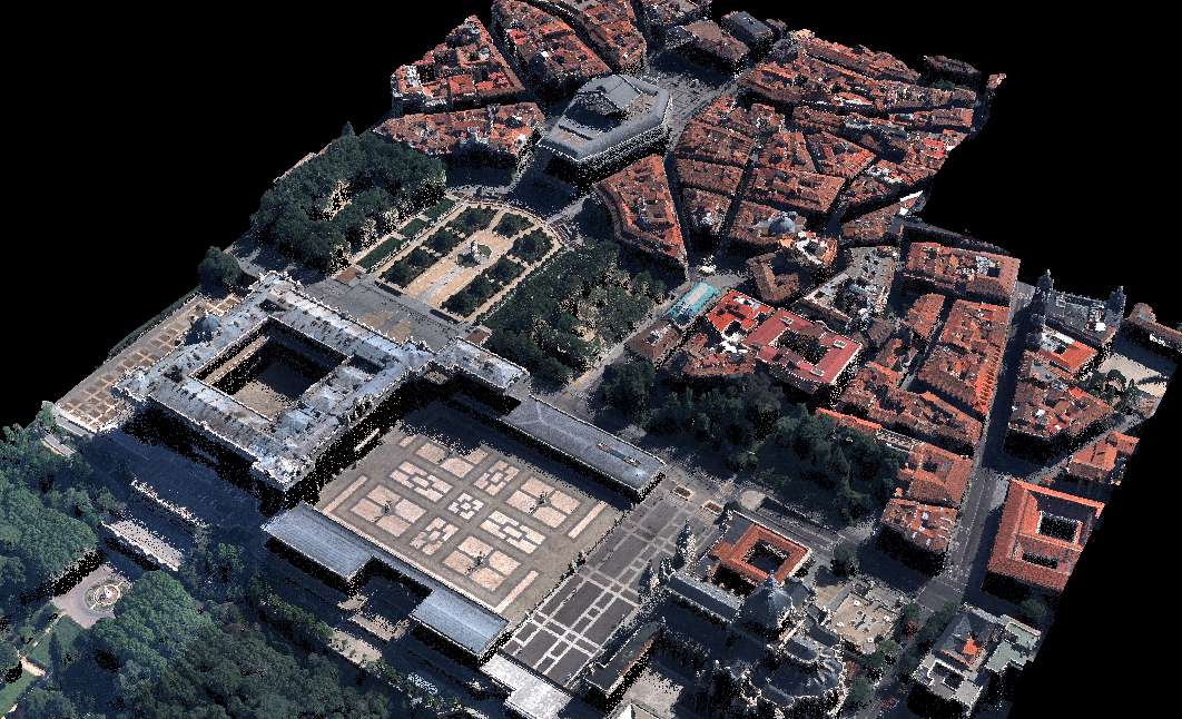 Nube de puntos coloreada, zona del Palacio Real