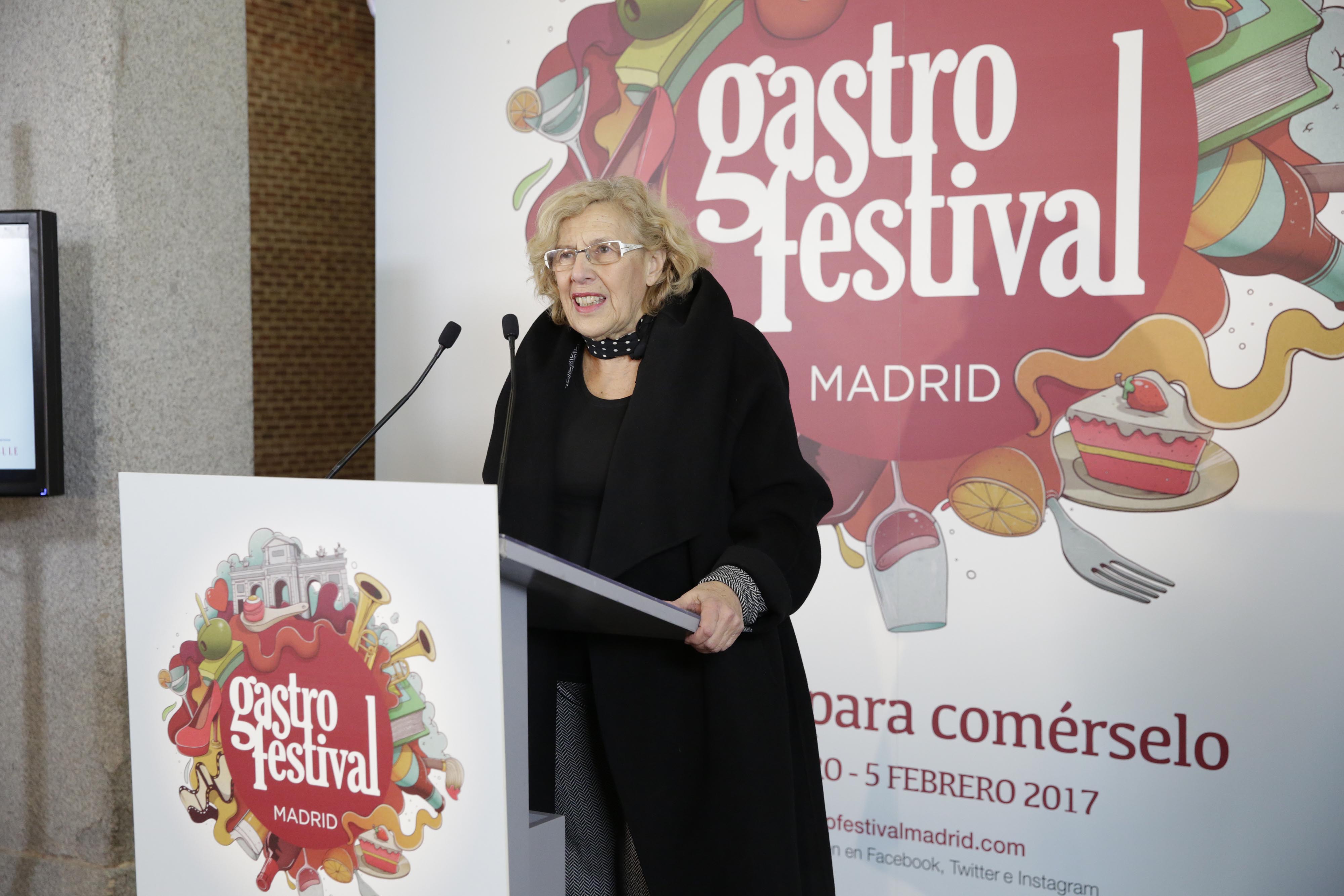 Manuela Carmena en el acto de presentación de Gastrofestival 2017