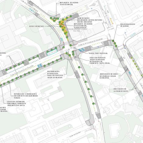 Plano con las zonas en remodelaci&oacute;n en la calle de la Condesa de Venadito y su entorno
