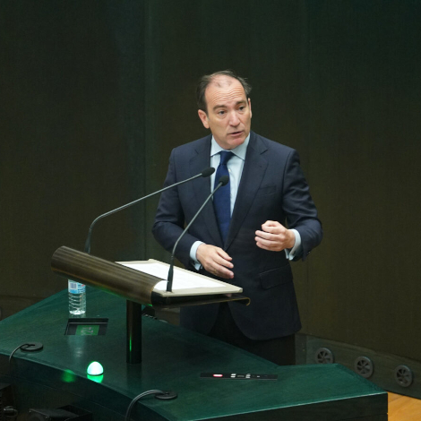 El delegado de Urbanismo, Medio Ambiente y Movilidad, Borja Carabante, durante su intervenci&oacute;n en el Pleno. Imagen de archivo