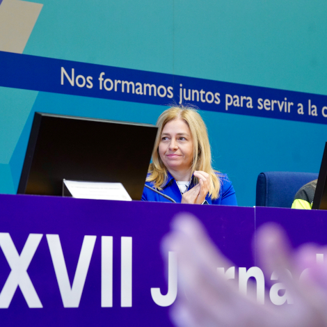 La vicealcaldesa y delegada de Seguridad y Emergencias, Inma Sanz, en la inauguraci&oacute;n de la XXVII Jornada de Cat&aacute;strofes y el XXIII Encuentro de Voluntarios de Protecci&oacute;n Civil que organiza SAMUR-PC