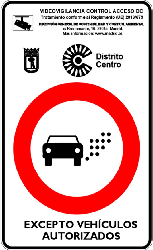Se&ntilde;al de acceso prohibido &ldquo;Zona de Bajas Emisiones&rdquo; Distrito Centro